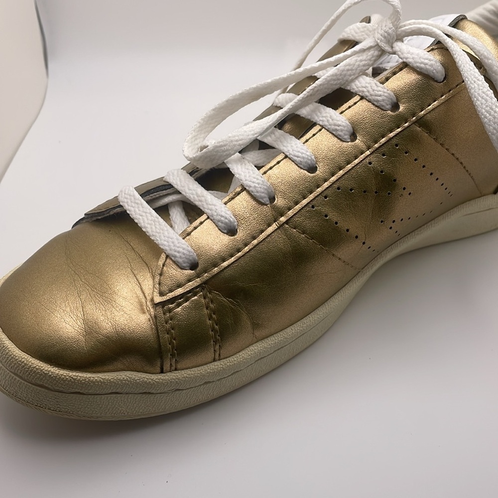 New Balance J Crew Metallic Gold Leather Casual Sneakers - Picture 9 of 15